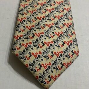 Cavauero Cravats Vintage Orange & Green Flower Silk tie… loomed in Italy